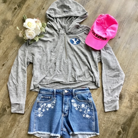 PINK Victoria's Secret Tops - Victoria's Secret PINK Campus Half-Zip Hoodie